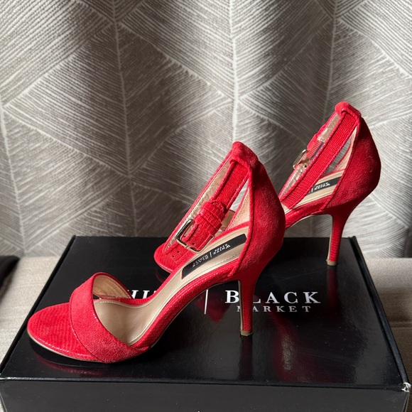 WHBM Filia Suede Ankle Strap Heels, Red, 5.5M - Picture 8 of 13